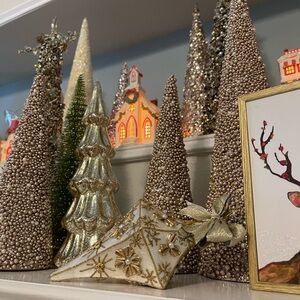 MacKenzie-Childs Gold and Cream Ornaments